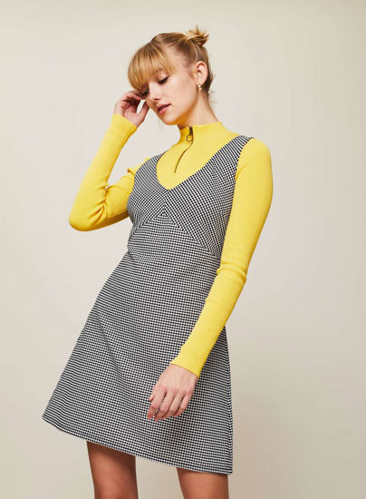 Retro dogtooth checked pinafore dress at Miss Selfridge