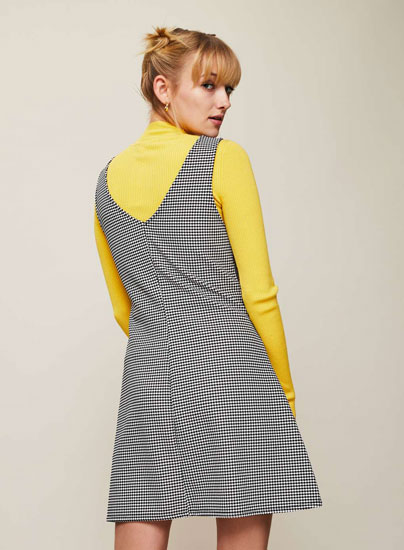 Retro dogtooth checked pinafore dress at Miss Selfridge