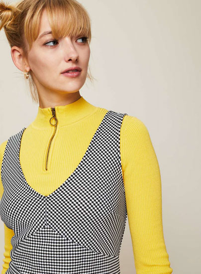 Retro dogtooth checked pinafore dress at Miss Selfridge