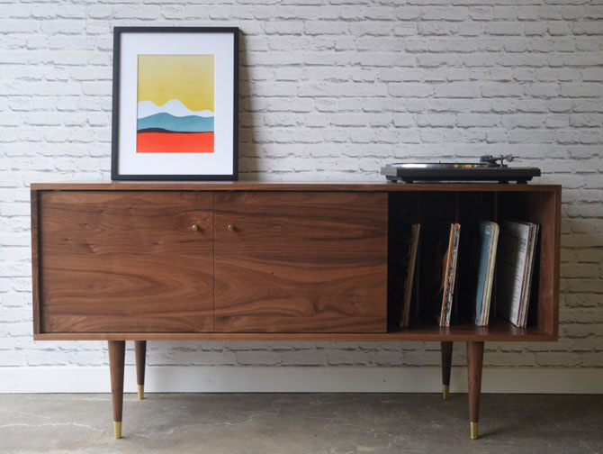 Midcentury sideboard with record storage by Stor New York