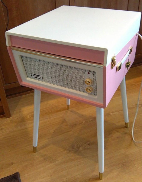 Restored 1960s Dansette Bermuda Record Player in pink on eBay