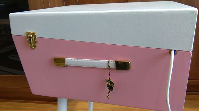 Restored 1960s Dansette Bermuda Record Player in pink on eBay