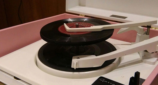 Restored 1960s Dansette Bermuda Record Player in pink on eBay