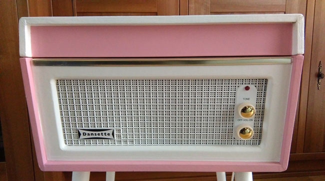 Restored 1960s Dansette Bermuda Record Player in pink on eBay