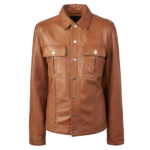 1960s-inspired button-up leather jacket by Pretty Green