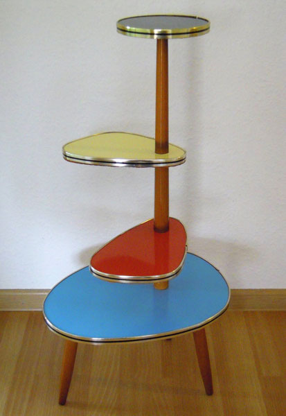 Midcentury Formica and wooden plant stand