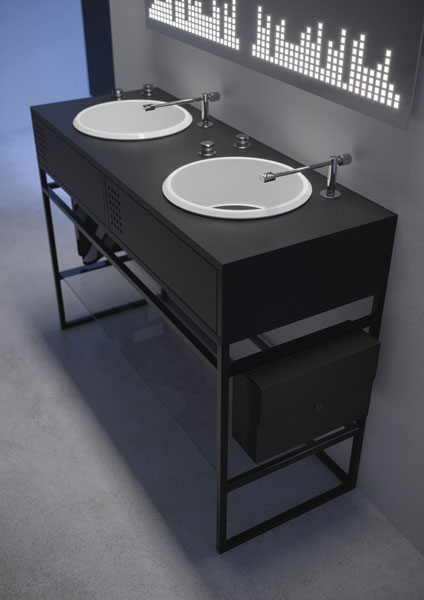 Vinyl record-deck-inspired bathroom units by Olympia Ceramica