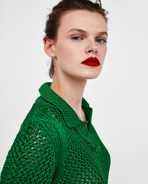 Vintage-style knitted polo shirt at Zara