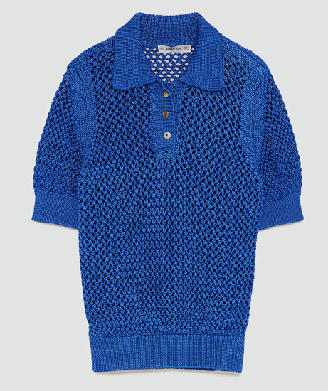 Vintage-style knitted polo shirt at Zara