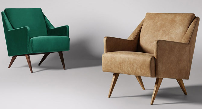 Midcentury-style Rune armchairs at Swoon Editions