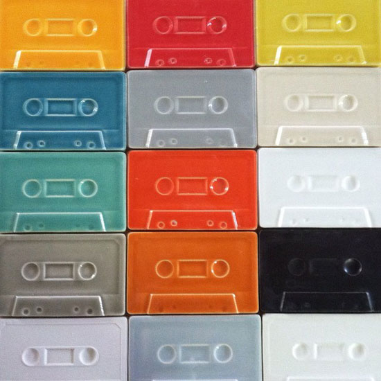 Cassette Deco: Cassette tape wall tiles by Clayhaus