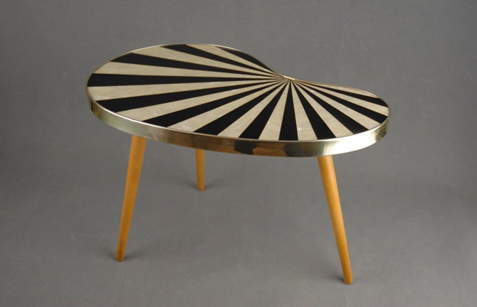 Vintage kidney-shaped midcentury modern table on eBay