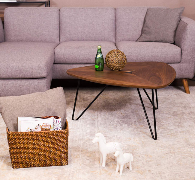 Rivet triangle coffee table at Amazon