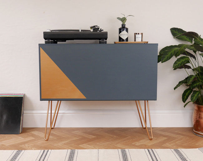 Upcycled midcentury record storage cabinet on eBay