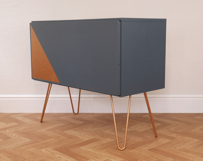 Upcycled midcentury record storage cabinet on eBay