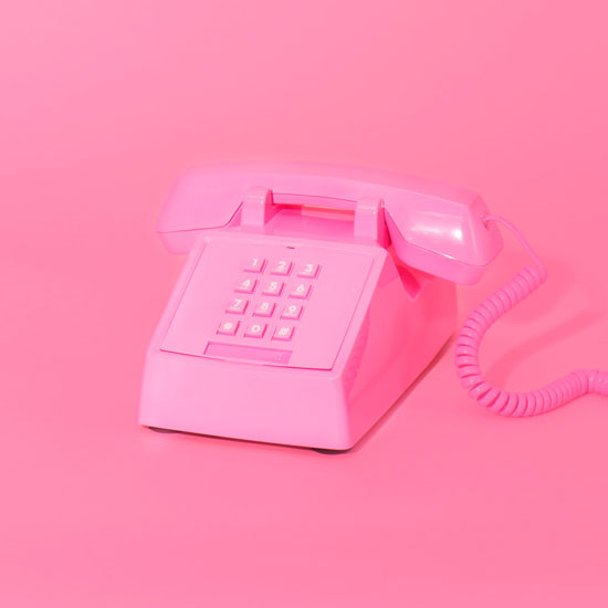 1980s-style neon push button telephones at Firebox