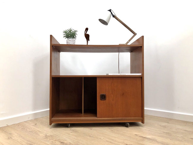 1960s teak record storage cabinet on eBay