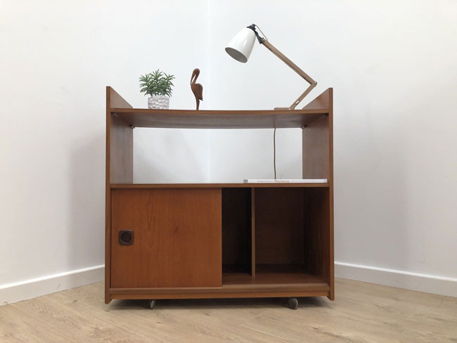 1960s teak record storage cabinet on eBay