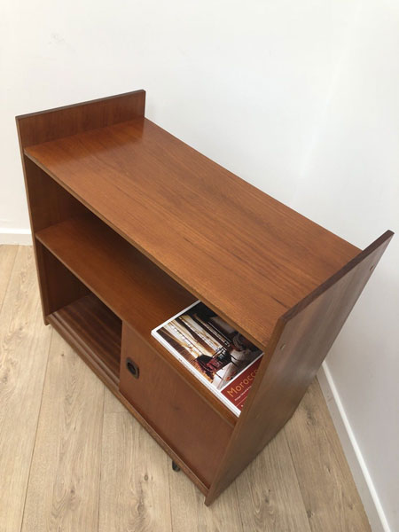 1960s teak record storage cabinet on eBay