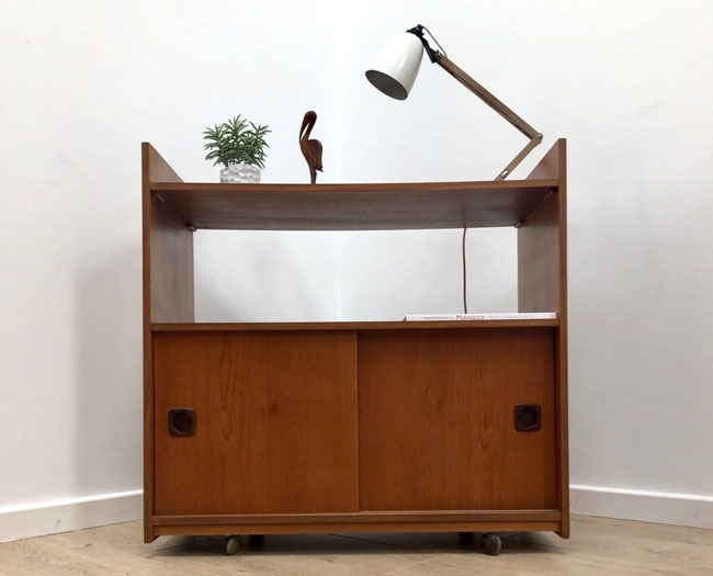 1960s teak record storage cabinet on eBay