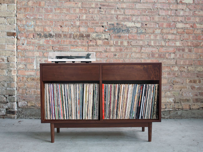 Handmade midcentury record storage by Department Chicago