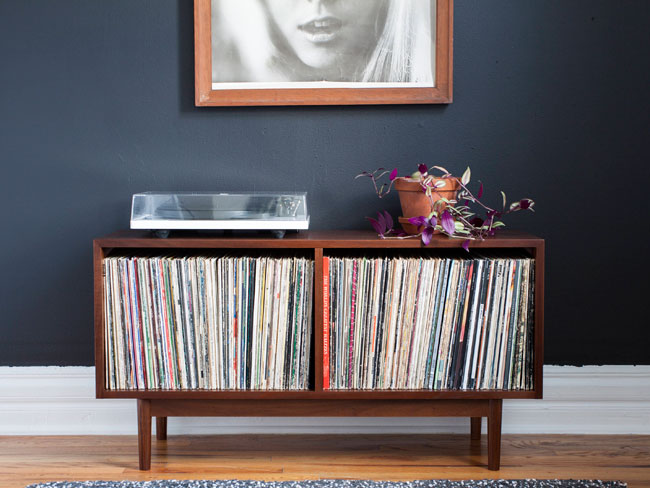 Handmade midcentury record storage by Department Chicago