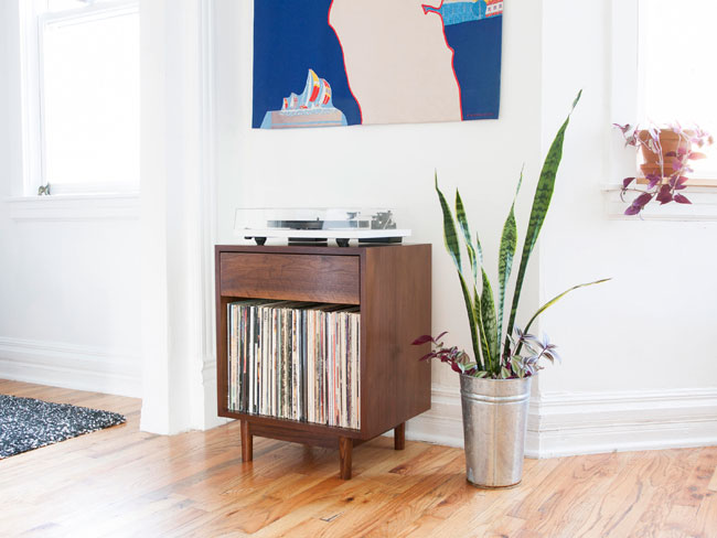 Handmade midcentury record storage by Department Chicago