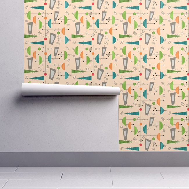 Authentic midcentury modern wallpaper range by Spoonflower