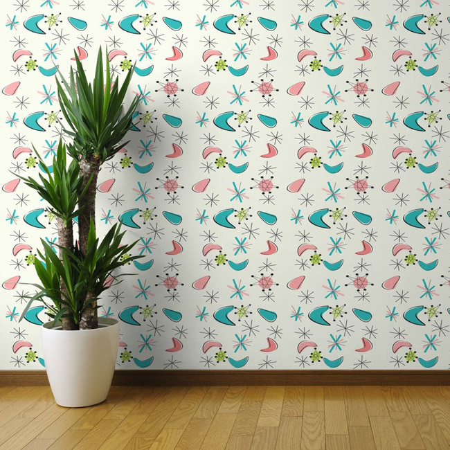 Authentic midcentury modern wallpaper range by Spoonflower