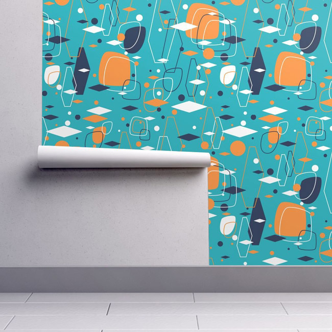 Authentic midcentury modern wallpaper range by Spoonflower