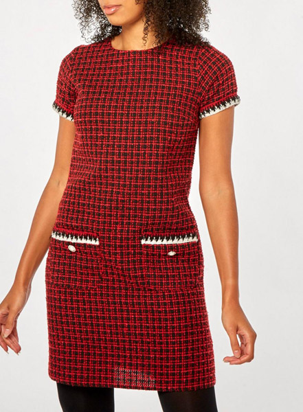 1960s-style red mini check shift dress at Dorothy Perkins