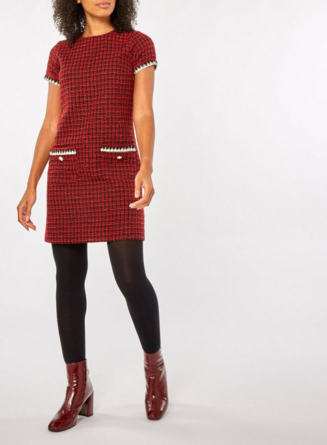 1960s-style red mini check shift dress at Dorothy Perkins