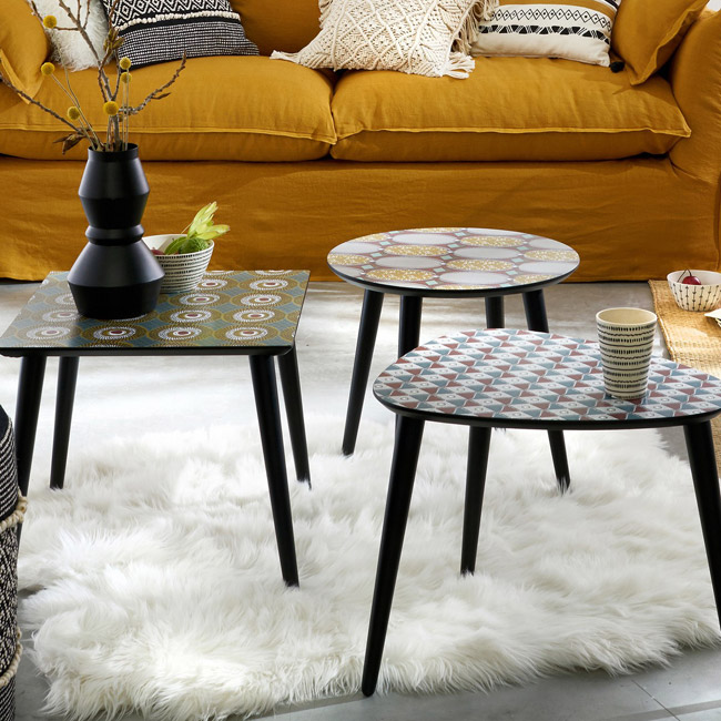 Nomado retro printed coffee tables at La Redoute