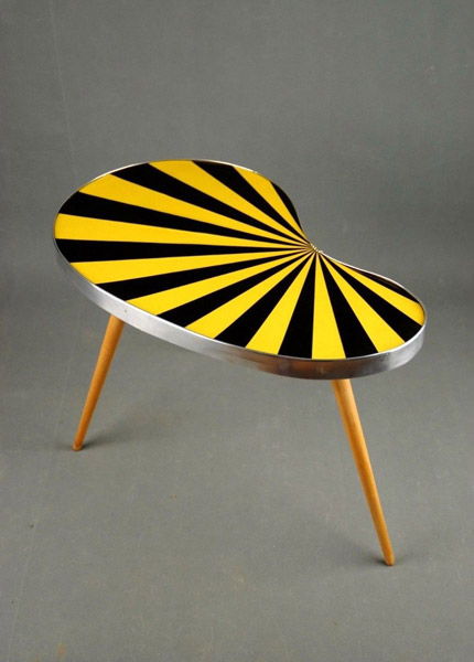 Midcentury kidney-shaped striped side table on eBay