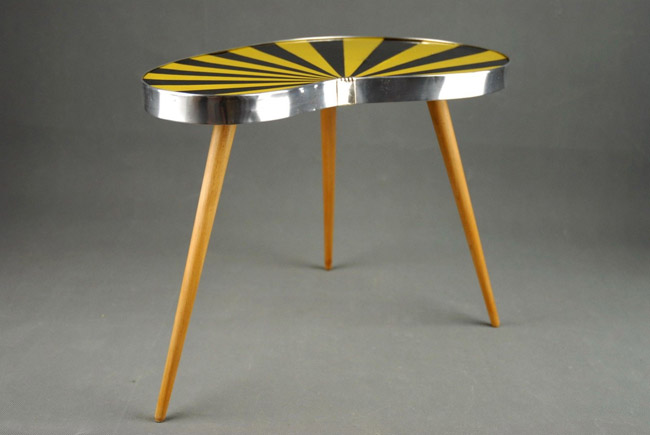 Midcentury kidney-shaped striped side table on eBay