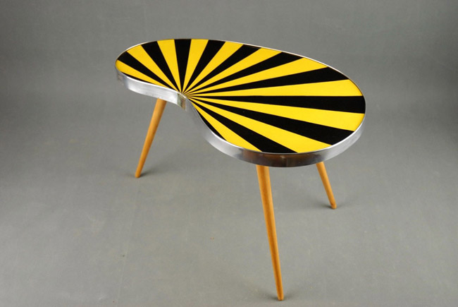 Midcentury kidney-shaped striped side table on eBay