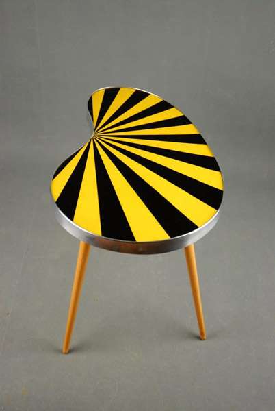 Midcentury kidney-shaped striped side table on eBay