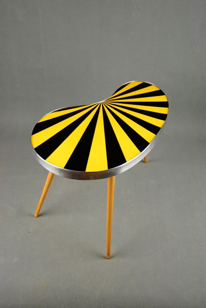 Midcentury kidney-shaped striped side table on eBay