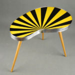 Midcentury kidney-shaped striped side table on eBay