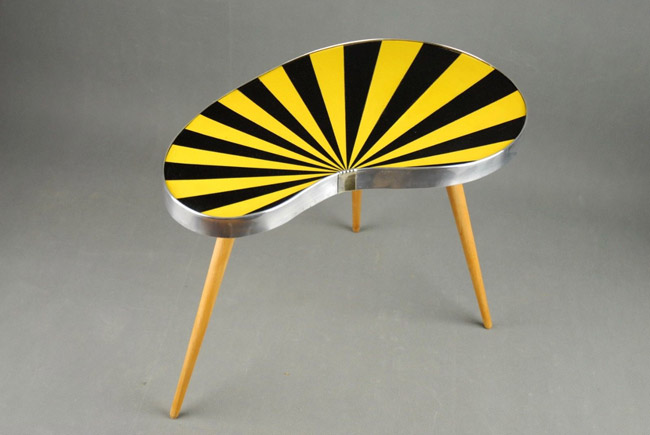 Midcentury kidney-shaped striped side table on eBay