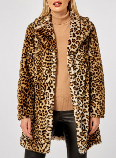 Leopard Print Faux Fur Coat at Dorothy Perkins