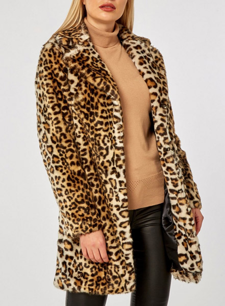 Leopard Print Faux Fur Coat at Dorothy Perkins