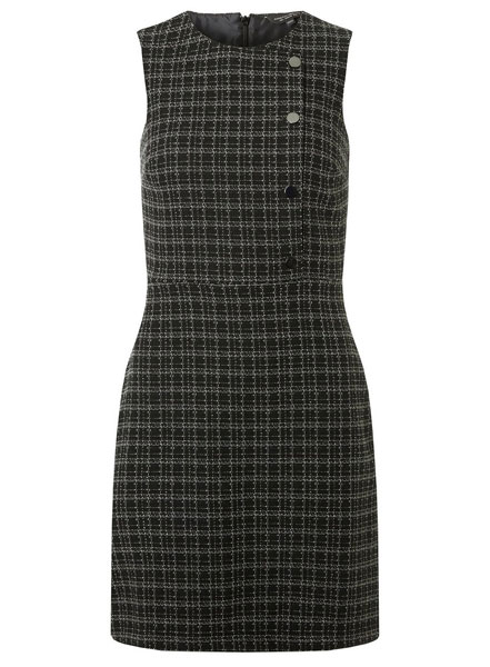 Black boucle button 1960s-style shift dress at Dorothy Perkins