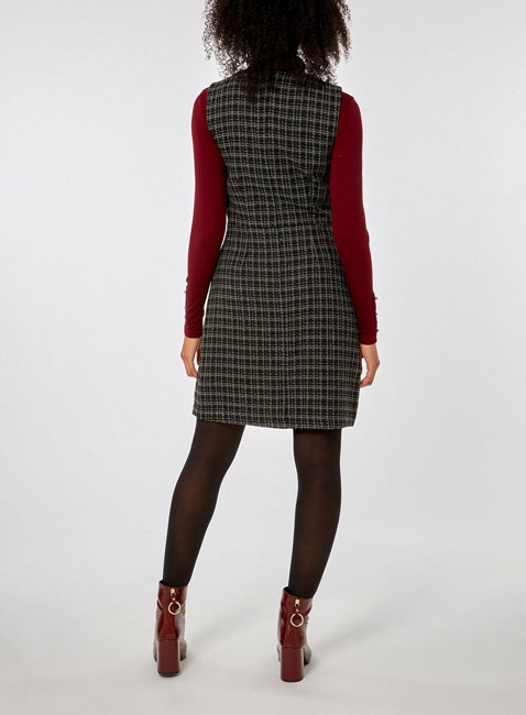 Black boucle button 1960s-style shift dress at Dorothy Perkins