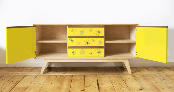 Handmade 1950s-style Atomic sideboards by Scout & Boo