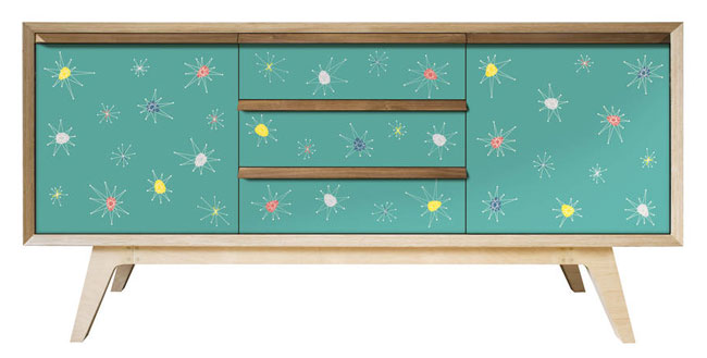 Handmade 1950s-style Atomic sideboards by Scout & Boo