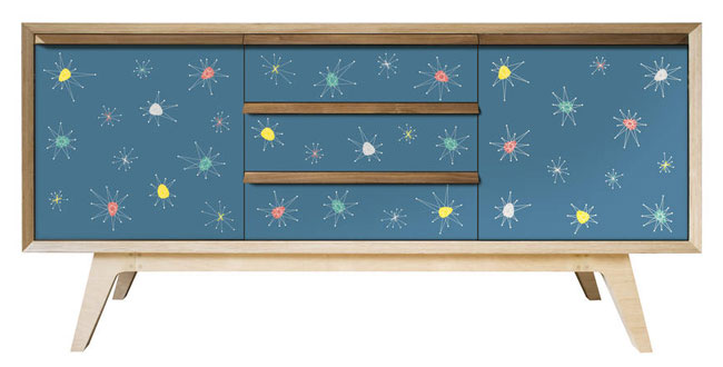 Handmade 1950s-style Atomic sideboards by Scout & Boo