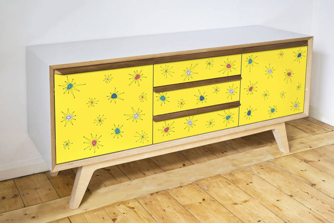 Handmade 1950s-style Atomic sideboards by Scout & Boo