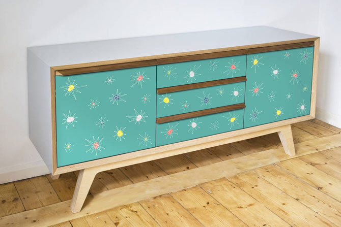 Handmade 1950s-style Atomic sideboards by Scout & Boo