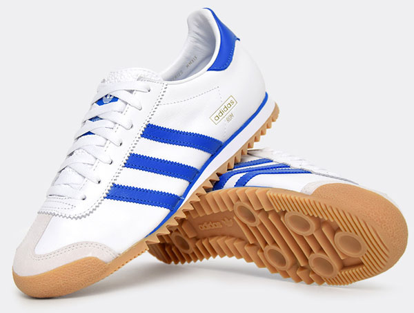 adidas rom trainers white blue